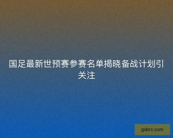 国足最新世预赛参赛名单揭晓备战计划引关注